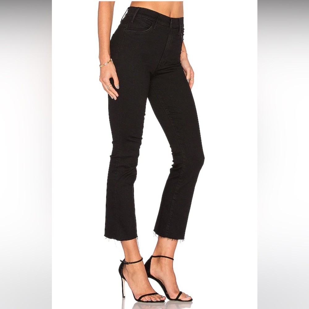 MOTHER Denim Jean Hustler Ankle Fray In Black Sz 25